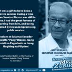 Senate President Zubiri on the Passing of Senator Rodolfo "Pong" Biazon