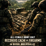 All-female army unit recovers firearms in old rebel camp in Malaybalay Female soldiers Bukidnon